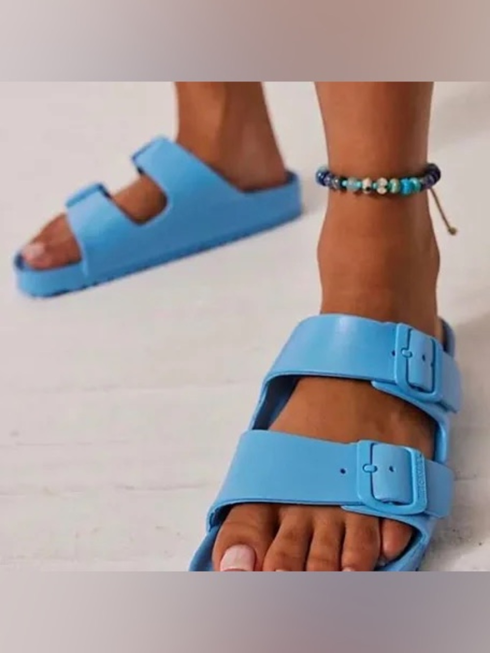 Birkenstock Sky Blue Double-Strap Slide Sandals